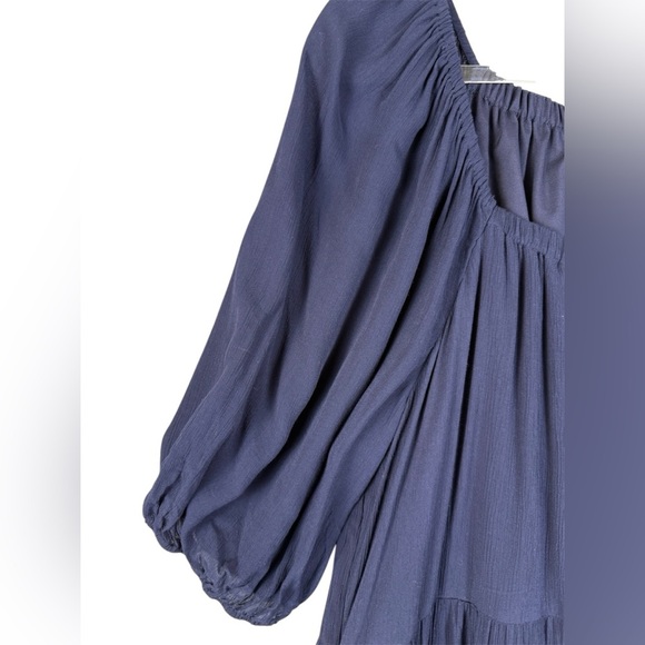 Banana republic navy peasant dress lined size large preowned - Picture 3 of 8